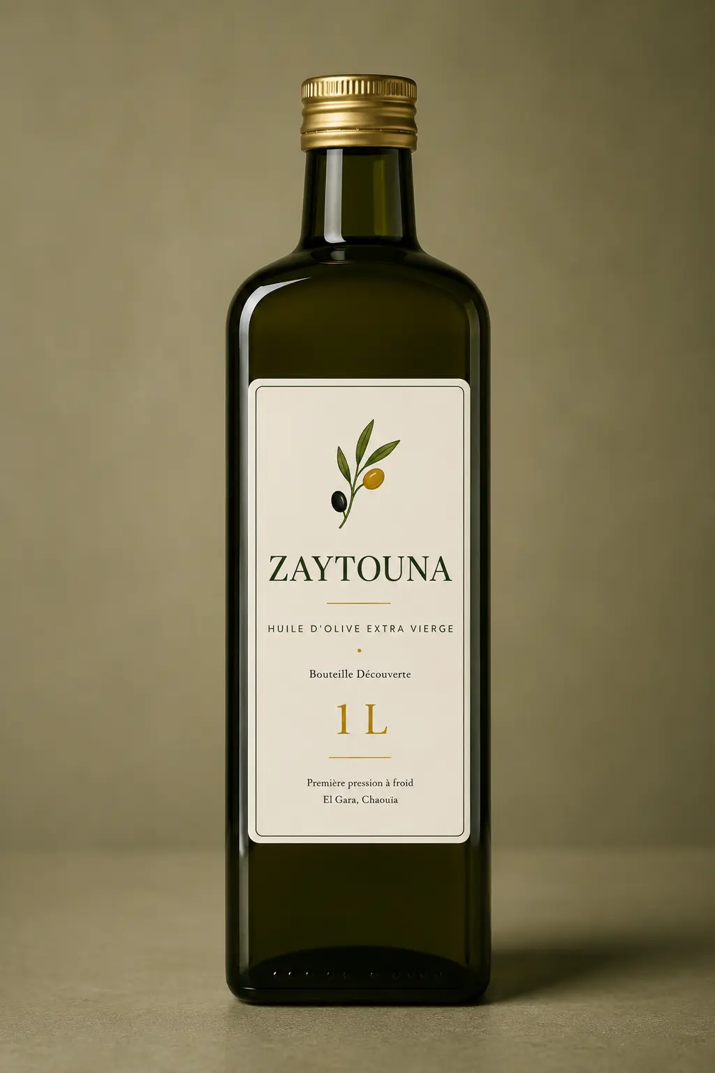Bouteille découverte d'1 litre d'huile d'olive extra vierge Zaytouna