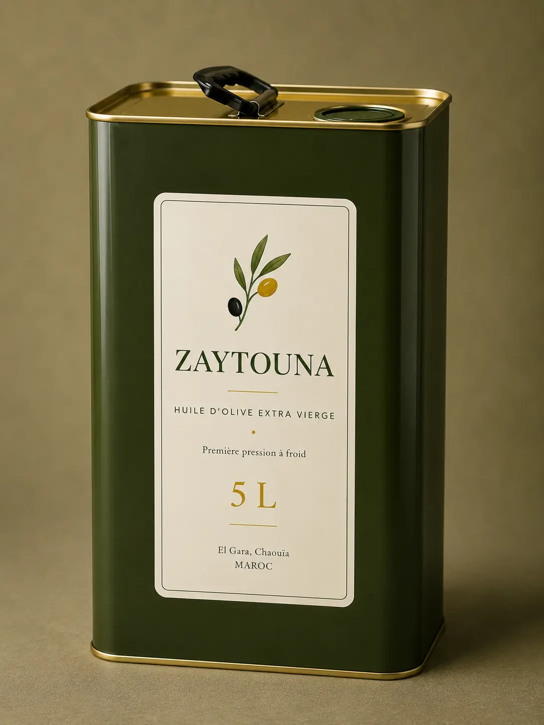 Bidon de 5 litres d'huile d'olive extra vierge Zaytouna de la Chaouïa