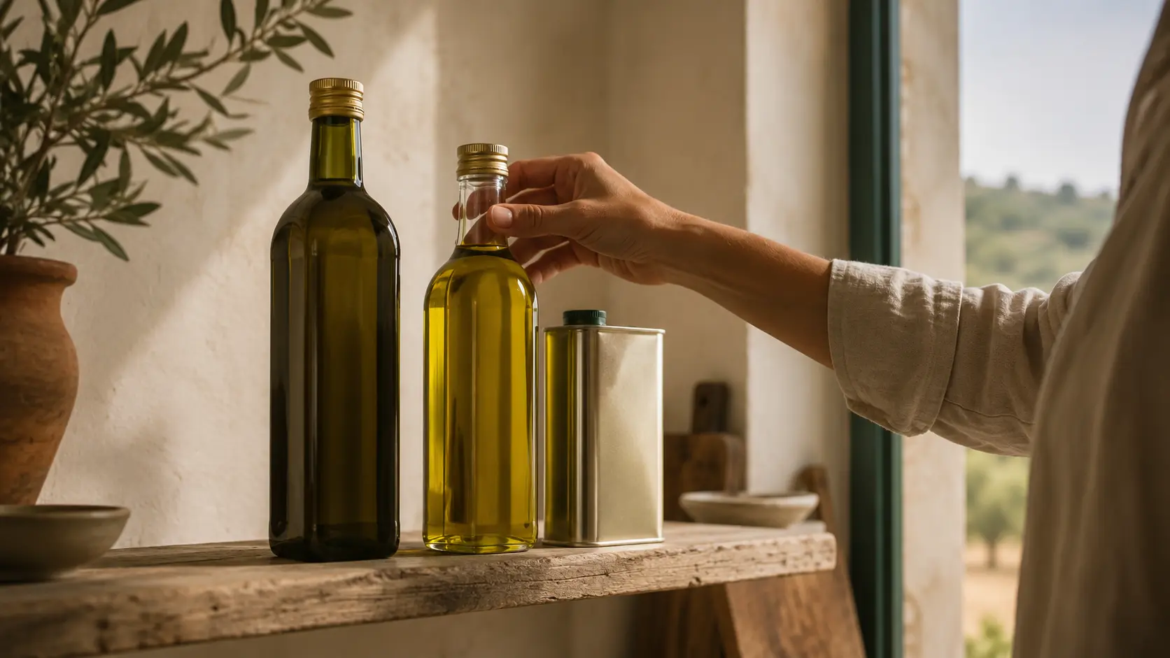 Bouteilles d'huile d'olive comparées côte à côte pour guider le choix